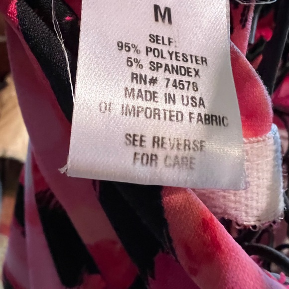 Cache Stylish Pink Peach and Black Abstract Women's One Shoulder Resort Shirt - Picture 6 of 6